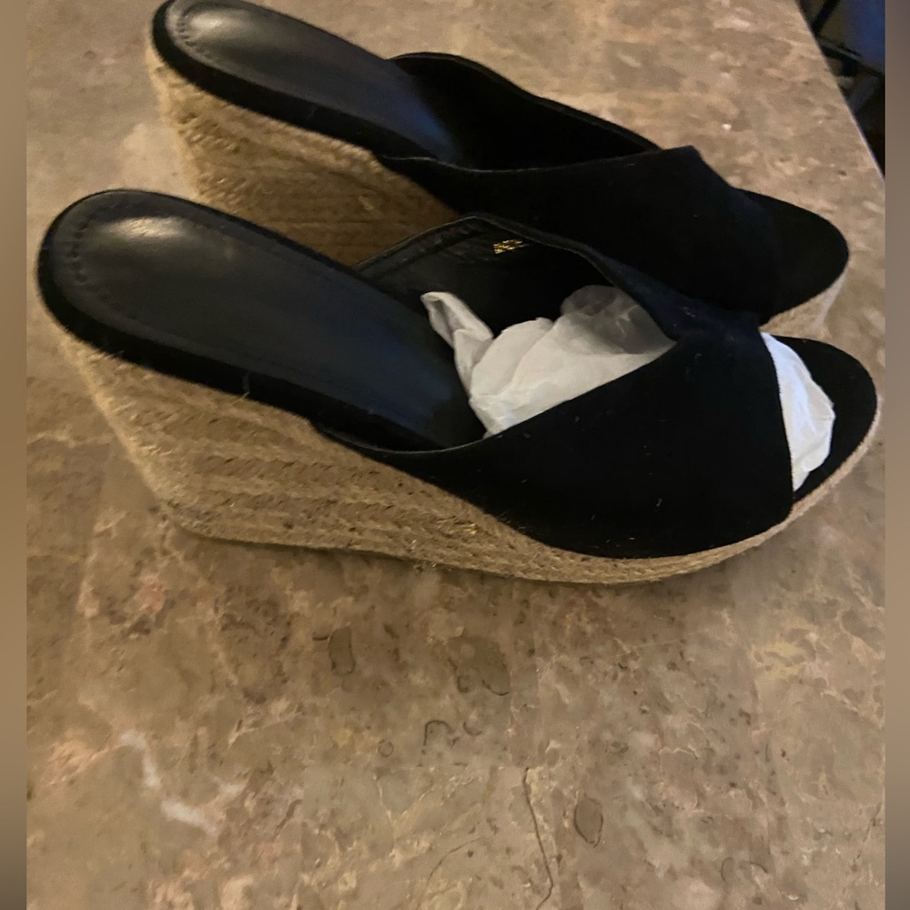 Black Wedge Espadrille Sandals